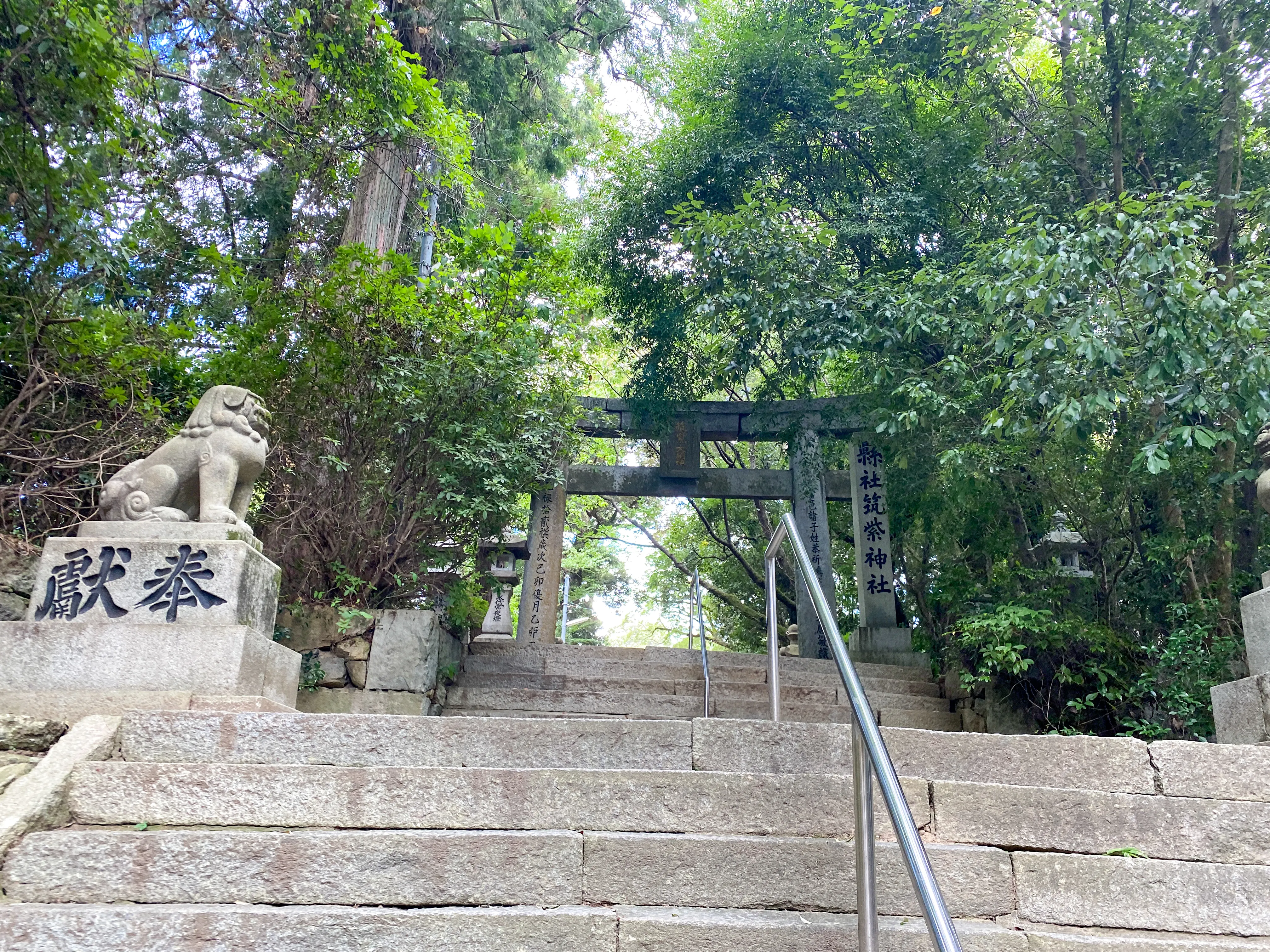 「筑紫神社」狛犬がお出迎え